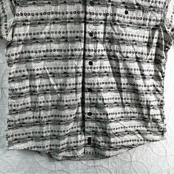 Vintage Woolrich Mens L Rod and Bouy Camp Shirt Fishing All Over Print John Rich - Picture 5 of 16